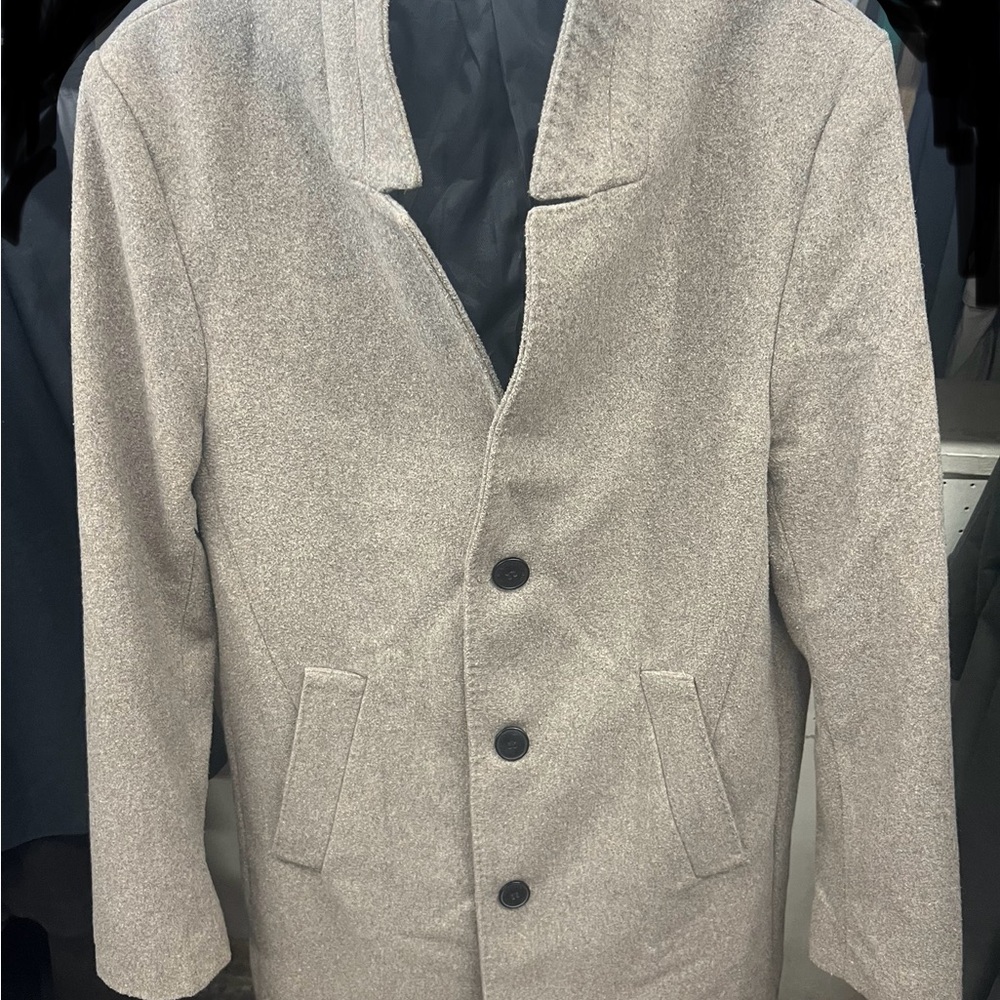 Stylish Gray Coat with Black Buttons